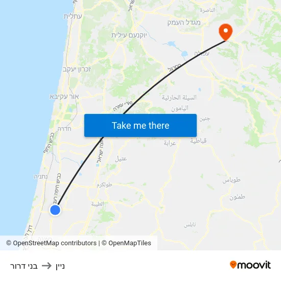 בני דרור to ניין map