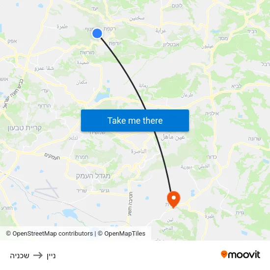 שכניה to ניין map