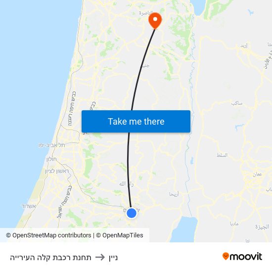 תחנת רכבת קלה העירייה to ניין map