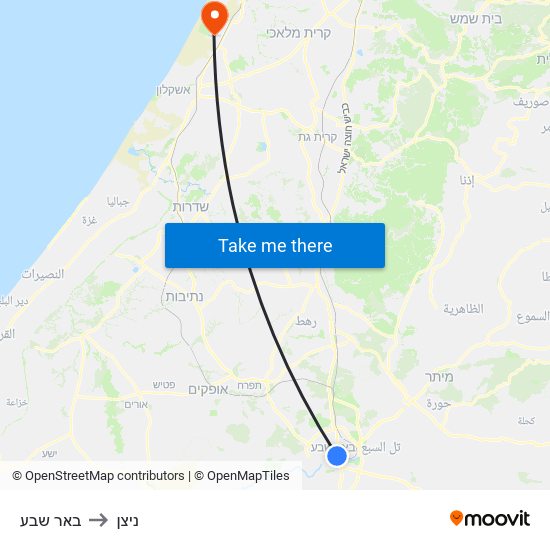 באר שבע to ניצן map