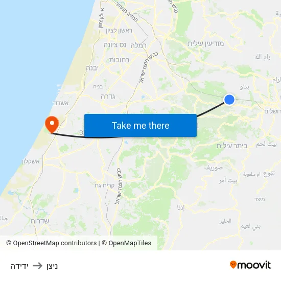 ידידה to ניצן map