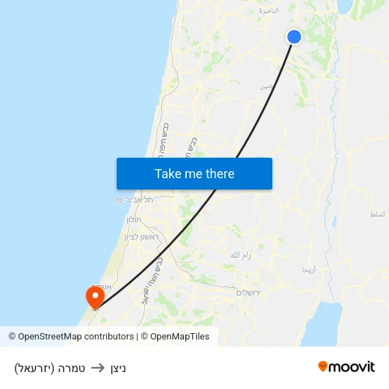 טמרה (יזרעאל) to ניצן map
