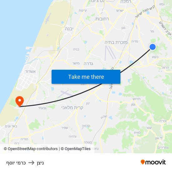 כרמי יוסף to ניצן map