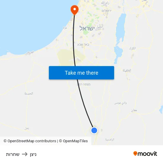 שחרות to ניצן map