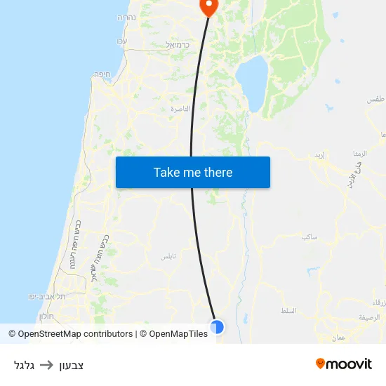 גלגל to צבעון map