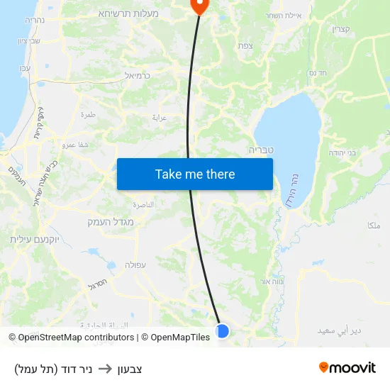 ניר דוד (תל עמל) to צבעון map