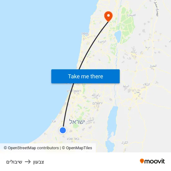שיבולים to צבעון map