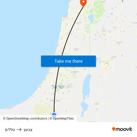 טללים to צבעון map