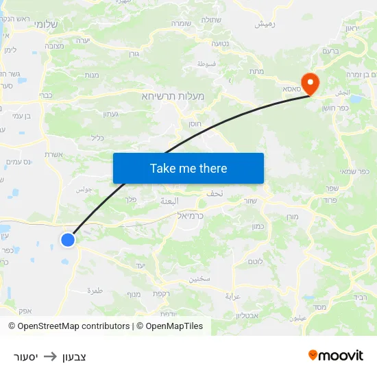 יסעור to צבעון map