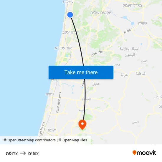 צרופה to צופים map