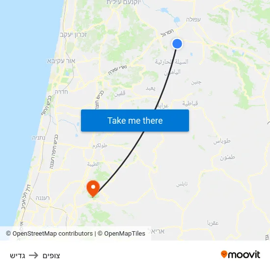 גדיש to צופים map