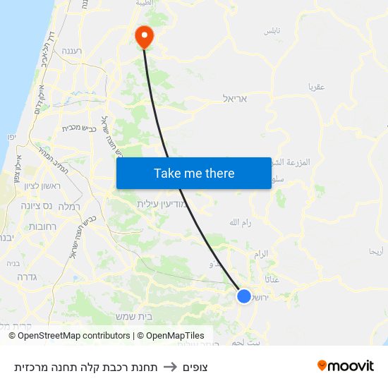 תחנת רכבת קלה תחנה מרכזית to צופים map