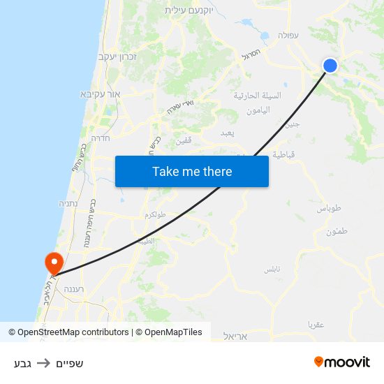 גבע to שפיים map