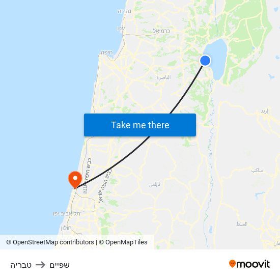 טבריה to שפיים map