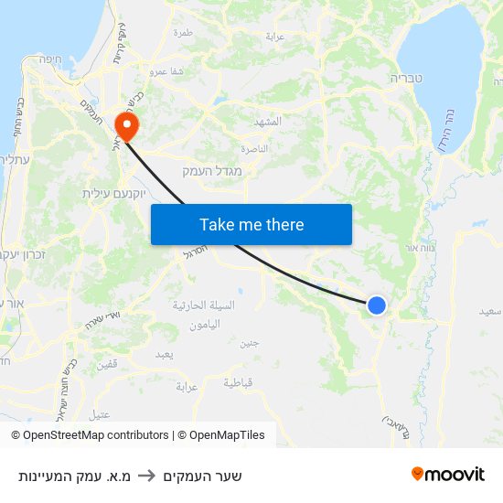 מ.א. עמק המעיינות to שער העמקים map