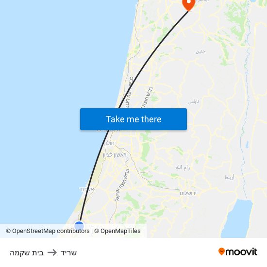 בית שקמה to שריד map