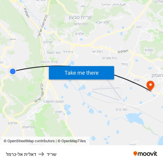 דאלית אל-כרמל to שריד map