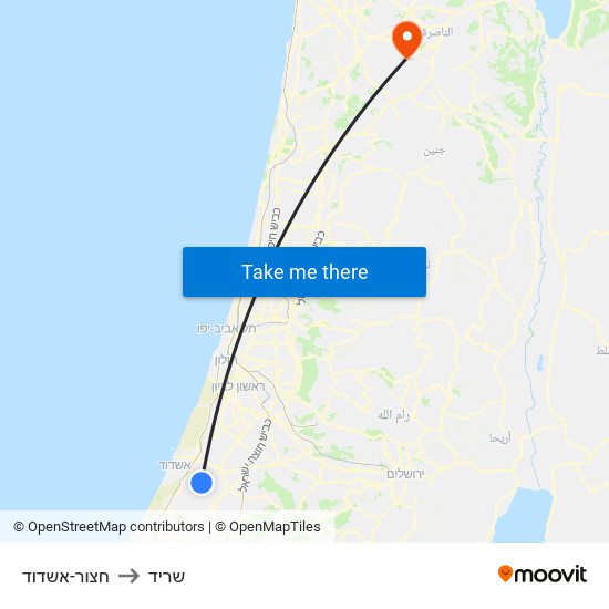 חצור-אשדוד to שריד map