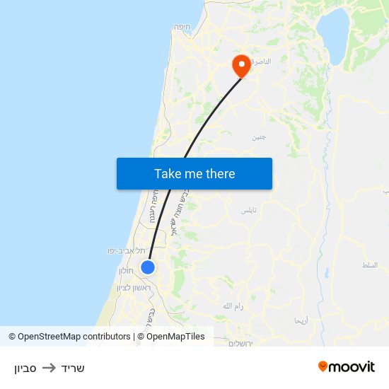 סביון to שריד map