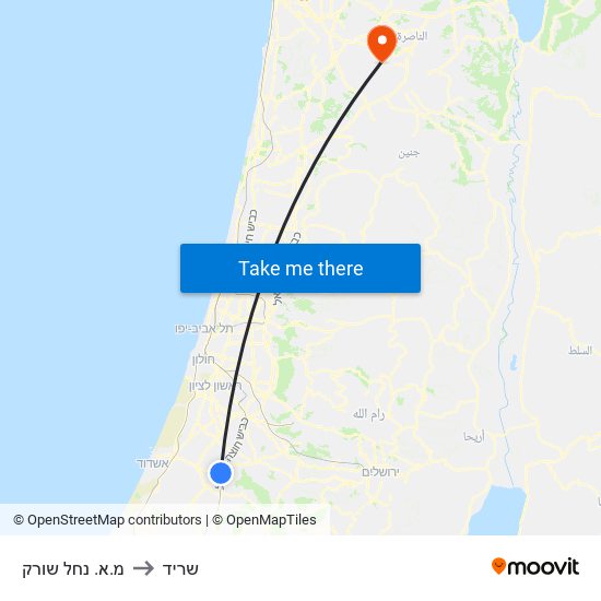 מ.א. נחל שורק to שריד map