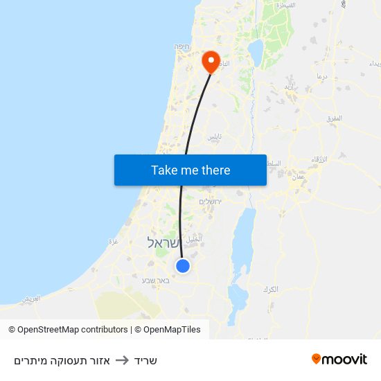 אזור תעסוקה מיתרים to שריד map