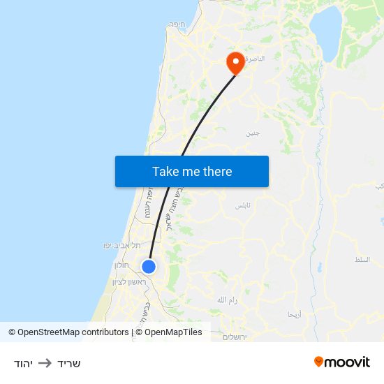 יהוד to שריד map