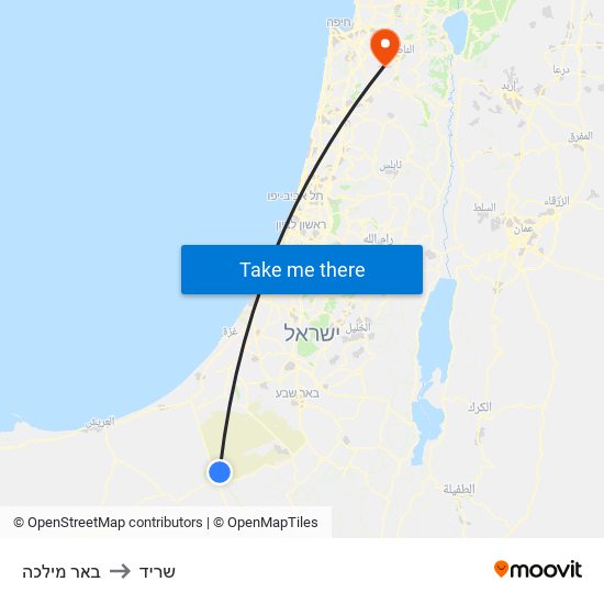 באר מילכה to שריד map