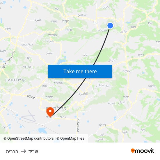 הררית to שריד map