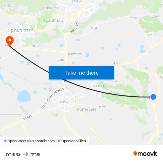 נאעורה to שריד map