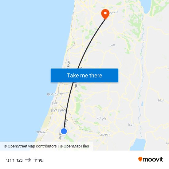 נצר חזני to שריד map