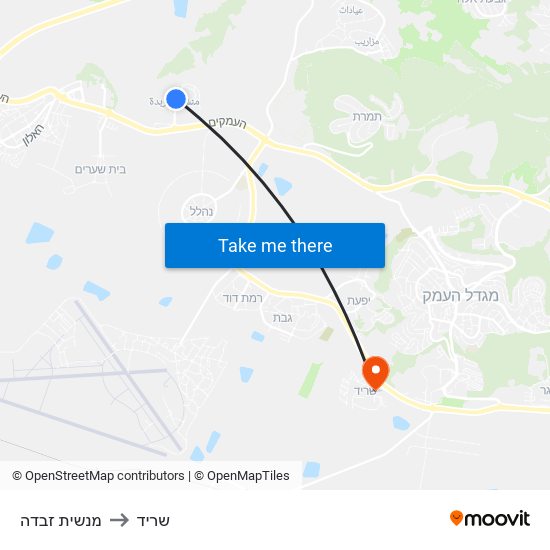 מנשית זבדה to שריד map