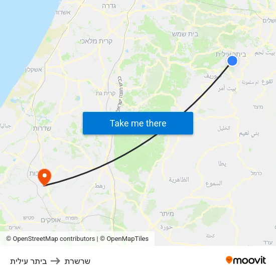 ביתר עילית to שרשרת map