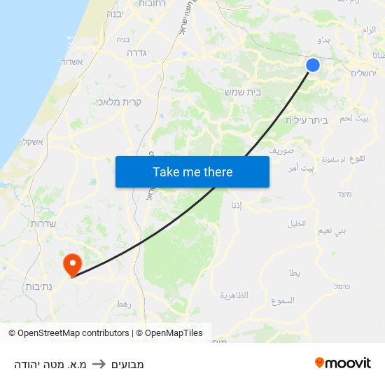 מ.א. מטה יהודה to מבועים map