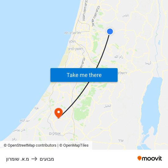 מ.א. שומרון to מבועים map