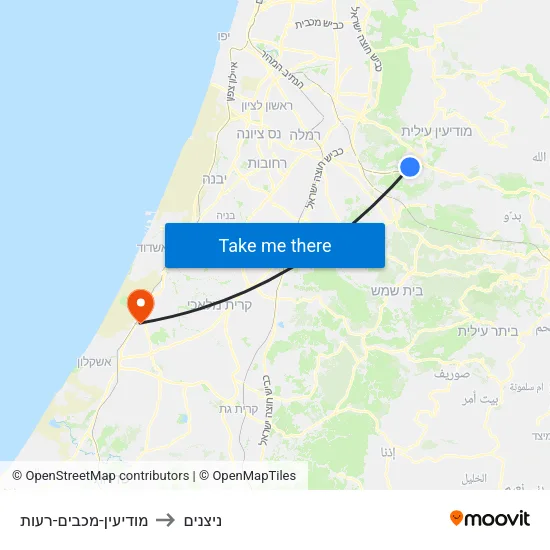 מודיעין-מכבים-רעות to ניצנים map