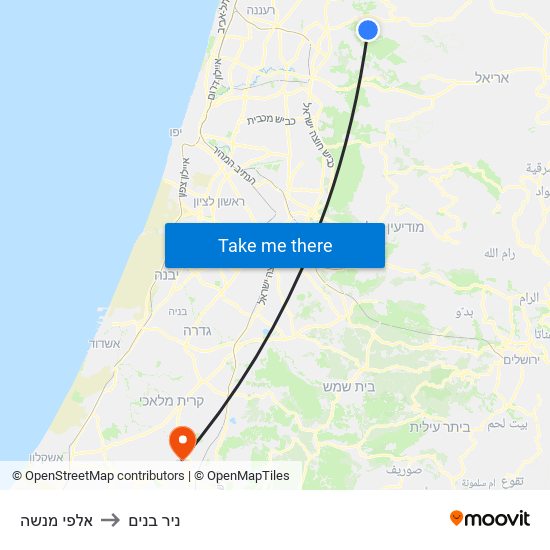 אלפי מנשה to ניר בנים map