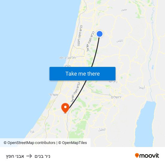 אבני חפץ to ניר בנים map