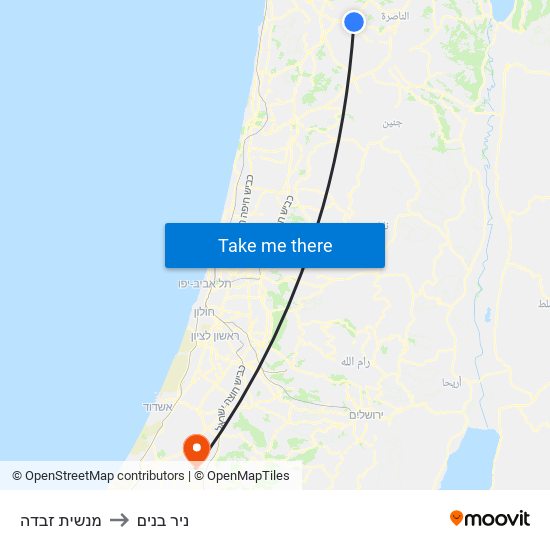 מנשית זבדה to ניר בנים map