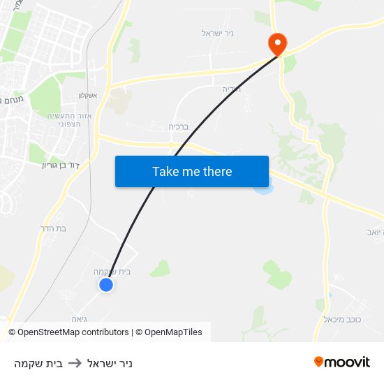 בית שקמה to ניר ישראל map