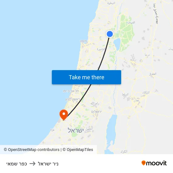 כפר שמאי to ניר ישראל map