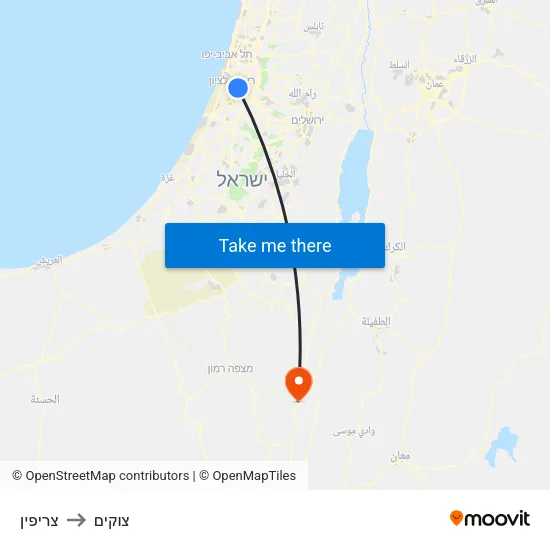 צריפין to צוקים map