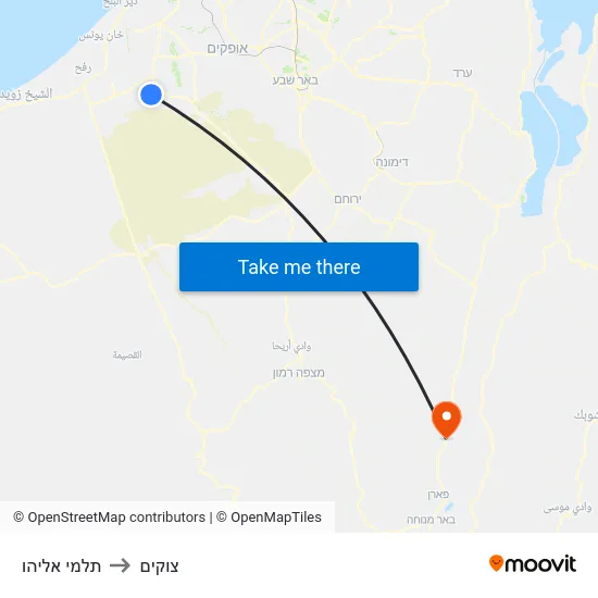 תלמי אליהו to צוקים map