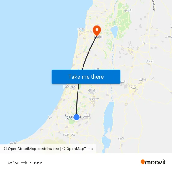 אליאב to ציפורי map