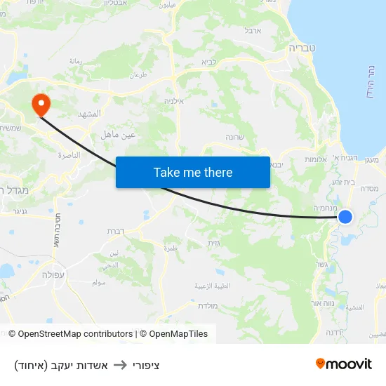 אשדות יעקב (איחוד) to ציפורי map