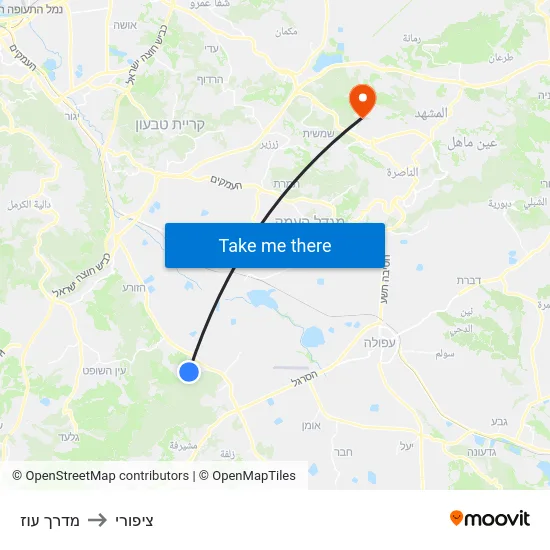 מדרך עוז to ציפורי map