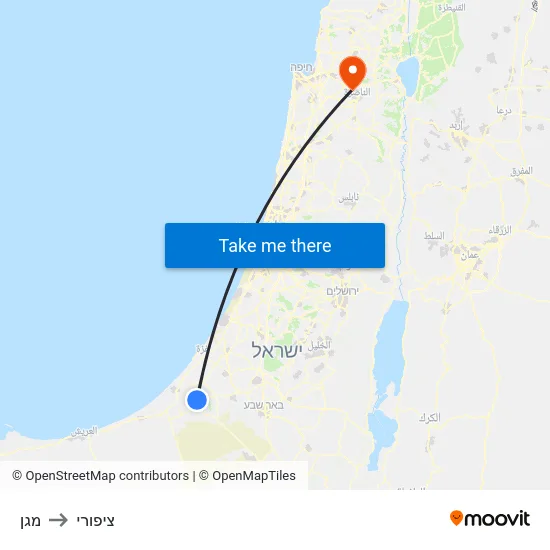 מגן to ציפורי map