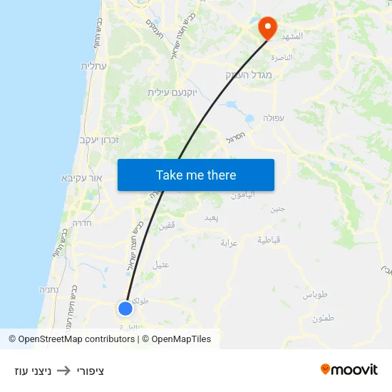 ניצני עוז to ציפורי map