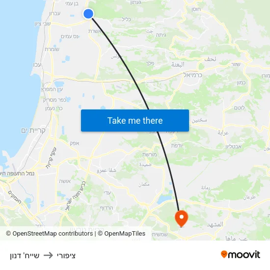 שייח' דנון to ציפורי map