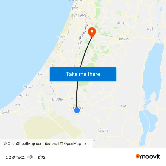 באר שבע to צלפון map