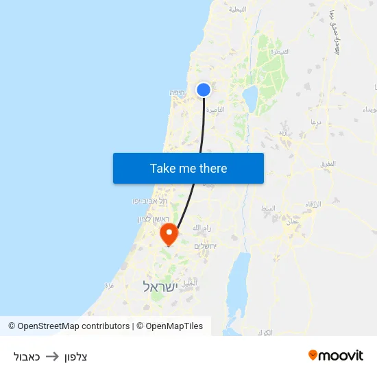 כאבול to צלפון map